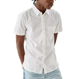 AMERICAN EAGLE AE Micro Dot Button-Up Resort Shirt in White SZ XL